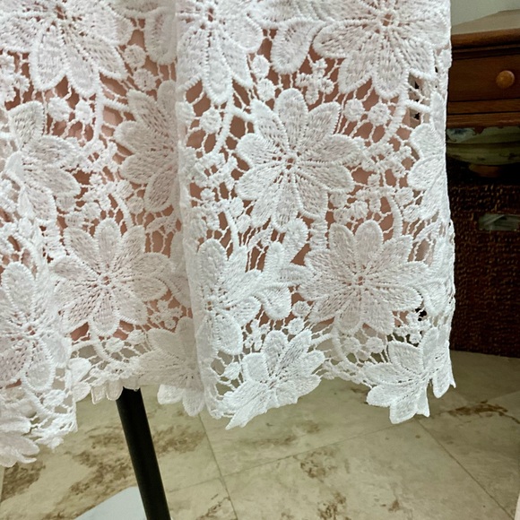 EUC JESSICA HOWARD White Embroidered Lace Dress w/ Peach Lining Size 12 - Picture 5 of 7